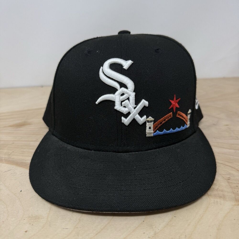 Chicago White Sox New Era 59Fifty Size 7 5/8 Black Cap Local Dishes Pizza Patch